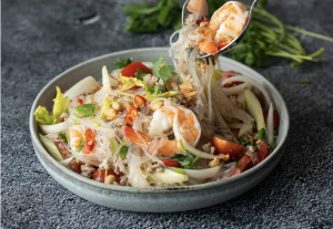 Vermicelli Seafood Salad (light seafood salad witth vermicelli, lime dressing, and herbs)