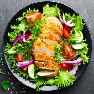Chicken Salad (Grilled Chicken, lettuce, capsicum, cucumber, onion, olive, tomato and feta)