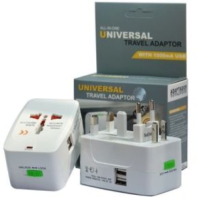 universal travel adaptor all in one with 1000mA usb