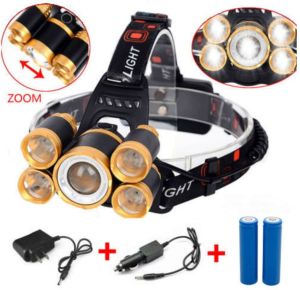  80000LM 5-LED Zoom LED Rechargeable 18650 Headlamp Head Light Torch Charger