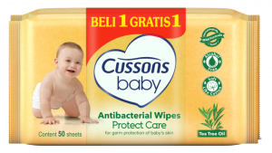 Cussons Baby wipes Anti bacterial 50s yellow