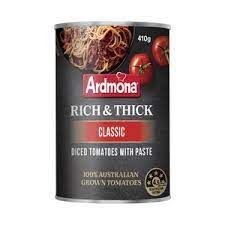 Ardmona Rich & Thick Diced Tomato With Paste Classic 410gr
