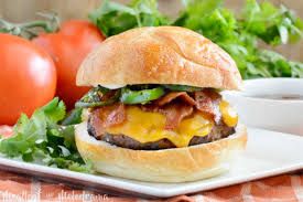 BBQ BACON & JALAPENO- beef patty,cheese,bacon,grilled onion,jalapenos & BBQ sauce