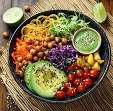 Buddha Bowl ( Cabbage,Rice ,Tempe,Avocado,Roast Pumpkin,Cucumber and Carrot ,Topped with Roast Peanuts and an Asian style Dressing )