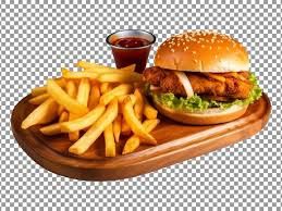 Chicken burger and french fries (vinil)