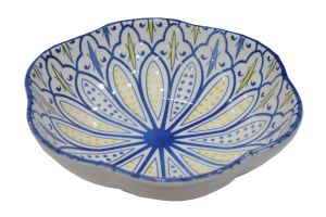 Vintage Blue Ceramics Lotus  soup bowl