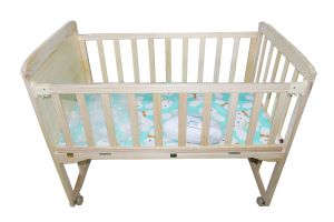 Brown Solid Pine Wood Baby Bed 