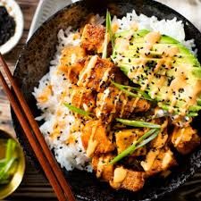 Chicken Mayo ( Fried Boneless chicken with Mayonaise ,special Triyaki sauce & served with rice )