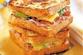 Ham Cheese, tomato toasted sandwich