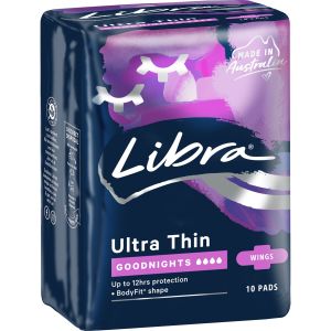 Libra Ultra Thin Pads Goodnights with Wings 10 Pack