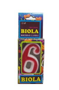 Biola Birthday Candle number 6 red & white