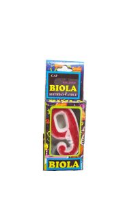 Biola Birthday Candle number 9 red & white