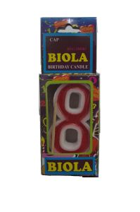 Biola Birthday Candle number 8 red & white