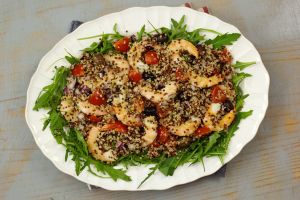Camarão com Tomate e Paprika  & quinoa de Brócolos e maçã "Friday 14th April"