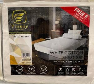 WHITE COTTON SHEET SET