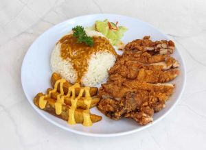 Chicken Chop with Rice (sweet cake)