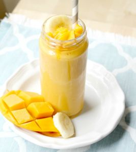 Banana+Mango (with Fresh Coconut Milk,Almond on Top)