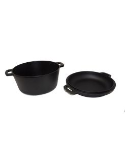 westinghouse cast iron seasoned 5 quart dutch oven w/10.25" skillet lid #wcc10012bk
