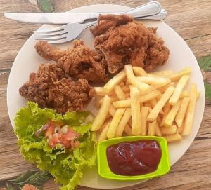 FRANGO FRITO (Fried Chicken, served with Chips and Salad / Mash Potato and Coleslow)