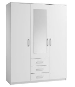  CARRARO ASPEN WARDROBE 6  DOOR,3 DRAWER W/MIRROR  WHITE 1800x2060 #  1152/31670 