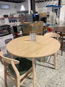 HINLIM STARK DINING TABLE ASH WHITE WITH MACY 4PCS CHAIR GREEN PADDED #143037/24150W