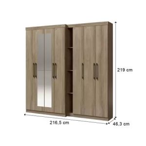  CARRARO ARTICO WARDROBE 7  DOOR WITH MIRROR  2165X2190X463 MM #  1125/19400