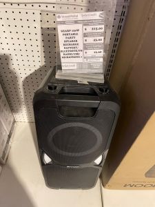 SHARP 150 W  PORTABLE PARTY SPEAKER RECHARGE BATTERY /BLUETOOTH/FM/RADIO/USB/MICROPHONE