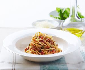 spaghetti alla Bolognese (tomato sauce with beef, pork and bacon)