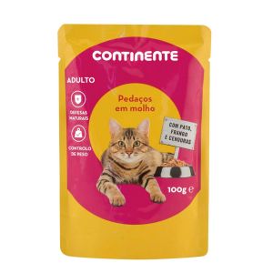 Continente adulto pedacos em molho frango & pato 100g