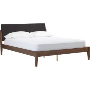 TUCKER Solid Wood 2M King Bed – Cocoa Colour Leg, Seal Colour Dimity Fabric