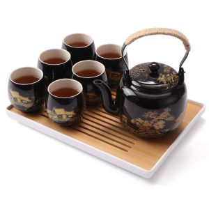 9 pcs tea set with bambo tray