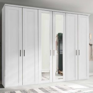 Wardrobe 6 Door White with Mirror #Orc-6-Door #A70901513