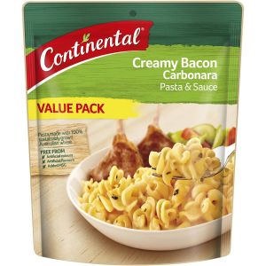 continental creamy bacon carbonara pasta& sauce 145g