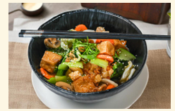 WORK FRIED TOFU AND  VEGETABLES (panorama)