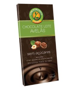 CHOCOLATE DE LEITE COM AVELÃS SEM AÇÚCAR 125G