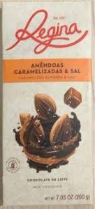 Chocolate de leite com  amendoas caramelizadas e sal 200g regina
