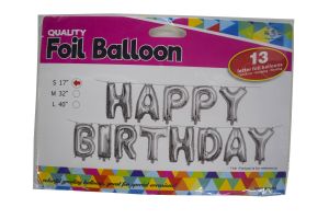 Letter Foil ballons Happy Birthday s grey color size, 17``