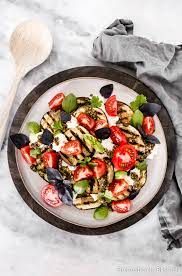 Eggplant Salad (Grilled eggplant with fresh tomato, parmesan, basil and cucumber)