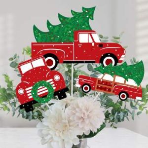 Red Truck And Car Christmas Party Centerpiece Sticks