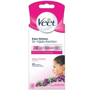 Veet fácil gelwax frio cera banda rosto zona s | pele normal 20 bandas 
