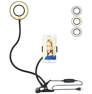 Flexible Clip-On LED Ring Light & Phone Holder