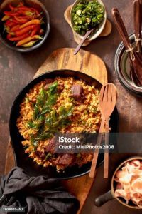Rendang fried Rice ( rice,egg,rendang,cracker,sambal,pickles)