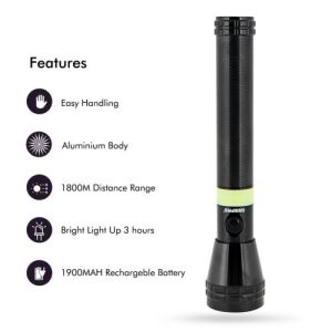  GEEPAS RECHARGEABLE FLASH LIGHT 1800M WATER PROOF # GFL4642 #61008293