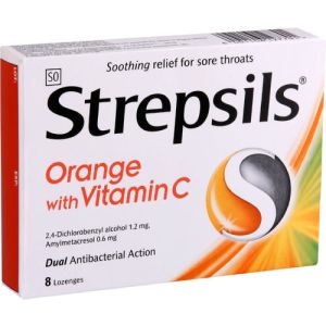 Strepsils Orange with vitamin C (8 Lozenges)