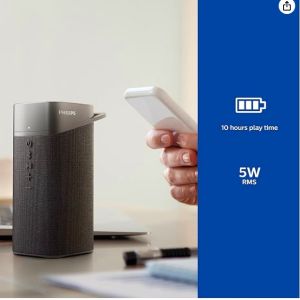 Philips Audio Store S3505 Wireless Bluetooth Speaker with Bold Sound, Kvadrat Speaker Fabric, Up to 10 Hours Playtime, IPX7 Waterproof, Shower Ready, Small Size, TAS3505