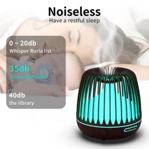 YAJIAO 500ML Aroma Diffuser Essential Oil Ultrasonic Air Humidifier Wood Grain 7 Color Changing LED Lights Cool Mist for Home
