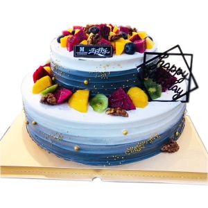 Tropical fruit blue cake, 10 inches 