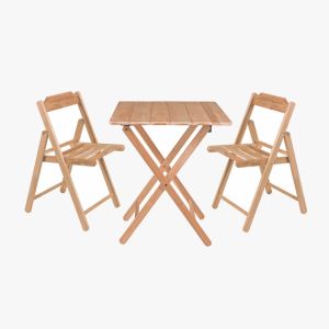 Tramontina 1+2 outdoor folding table + chair teak wood