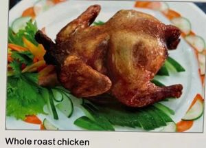 whole roast chicken 整只烤鸡		