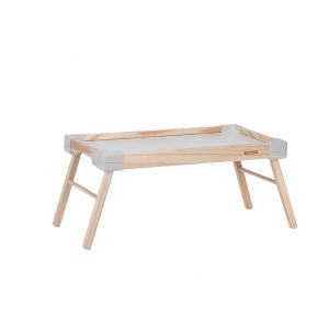 Tramontina Small Tray with Folding Legs, Solid Wood Structure and White Polypropylene Corners